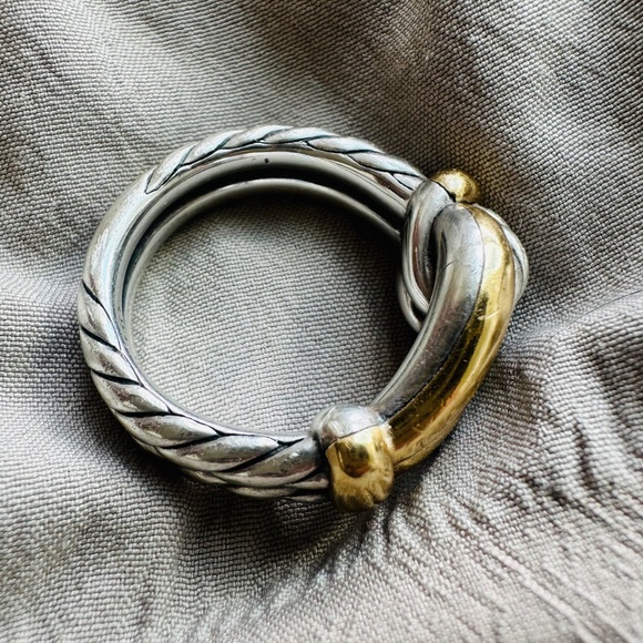 David Yurman Crossover Cable Ring - Sterling Silver & 14K Yellow Gold Size: 9 - Picture 2 of 4
